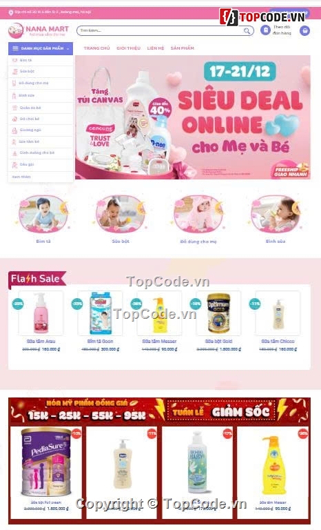 website siêu thị,code bán hàng mẹ và bé,shop mẹ và bé,bán hàng bỉm em bé,sản phẩm em bé,Sharecode website siêu thị mẹ và bé cực đẹp
